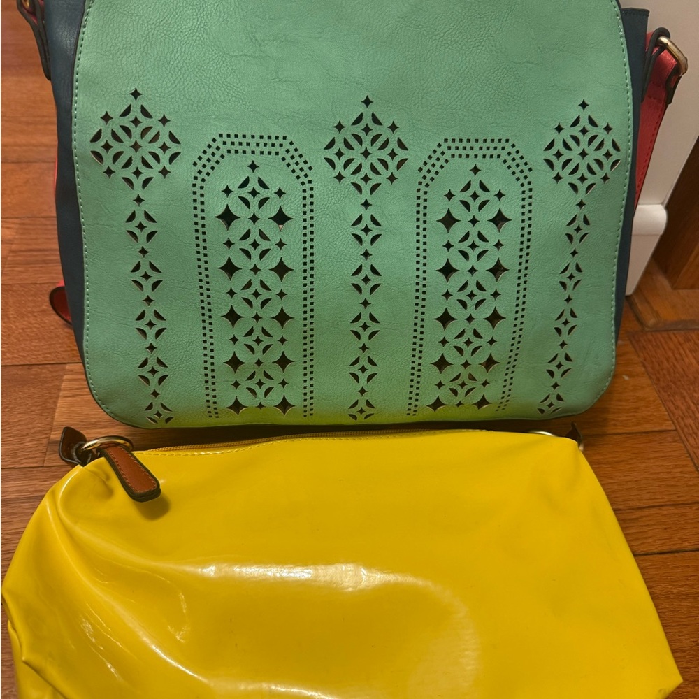 Liz Soto 2 in 1  Wristlet Pouch with Mint Cutout Crossbody Bag